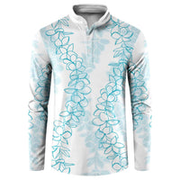 Hawaii Plumeria Lei Button Sweatshirt Aloha Festive Vibe - Turquoise