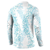 Hawaii Plumeria Lei Button Sweatshirt Aloha Festive Vibe - Turquoise
