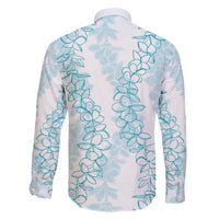 Hawaii Plumeria Lei Family Matching Long Sleeve Bodycon Dress and Hawaiian Shirt Aloha Festive Vibe - Turquoise