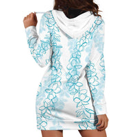 Hawaii Plumeria Lei Hoodie Dress Aloha Festive Vibe - Turquoise