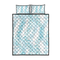 Hawaii Plumeria Lei Quilt Bed Set Aloha Festive Vibe - Turquoise