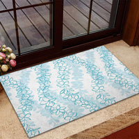 Hawaii Plumeria Lei Rubber Doormat Aloha Festive Vibe - Turquoise