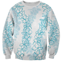 Hawaii Plumeria Lei Sweatshirt Aloha Festive Vibe - Turquoise