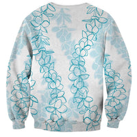 Hawaii Plumeria Lei Sweatshirt Aloha Festive Vibe - Turquoise