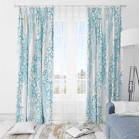 Hawaii Plumeria Lei Window Curtain Aloha Festive Vibe - Turquoise