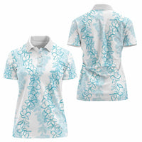 Hawaii Plumeria Lei Women Polo Shirt Aloha Festive Vibe - Turquoise