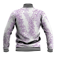 Hawaii Plumeria Lei Baseball Jacket Aloha Festive Vibe - Amethyst
