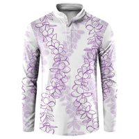 Hawaii Plumeria Lei Button Sweatshirt Aloha Festive Vibe - Amethyst