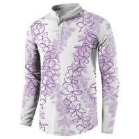 Hawaii Plumeria Lei Button Sweatshirt Aloha Festive Vibe - Amethyst