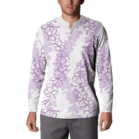 Hawaii Plumeria Lei Button Sweatshirt Aloha Festive Vibe - Amethyst