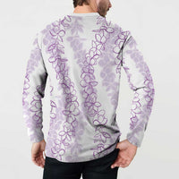 Hawaii Plumeria Lei Button Sweatshirt Aloha Festive Vibe - Amethyst