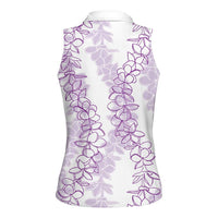 Hawaii Plumeria Lei Women Sleeveless Polo Shirt Aloha Festive Vibe - Amethyst