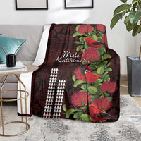 Hawaii Mele Kalikimaka Kakau Blanket I'iwi Bird on Ohia Lehua