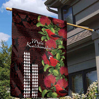 Hawaii Mele Kalikimaka Kakau Garden Flag I'iwi Bird on Ohia Lehua