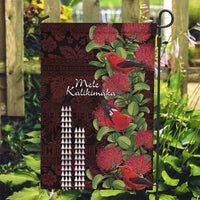 Hawaii Mele Kalikimaka Kakau Garden Flag I'iwi Bird on Ohia Lehua