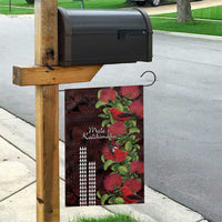 Hawaii Mele Kalikimaka Kakau Garden Flag I'iwi Bird on Ohia Lehua