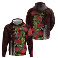 Hawaii Mele Kalikimaka Kakau Hoodie I'iwi Bird on Ohia Lehua