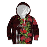 Hawaii Mele Kalikimaka Kakau Kid Hoodie I'iwi Bird on Ohia Lehua