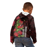 Hawaii Mele Kalikimaka Kakau Kid Hoodie I'iwi Bird on Ohia Lehua