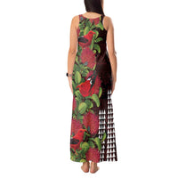 Hawaii Mele Kalikimaka Kakau Tank Maxi Dress I'iwi Bird on Ohia Lehua