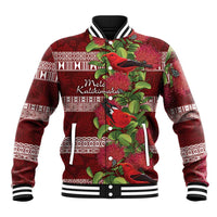 Hawaii Christmas Mele Kalikimaka Baseball Jacket I'iwi Bird on Ohia Lehua