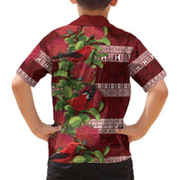 Hawaii Christmas Mele Kalikimaka Family Matching Off Shoulder Maxi Dress and Hawaiian Shirt I'iwi Bird on Ohia Lehua LT7 - Polynesian Pride