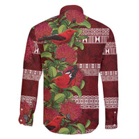 Hawaii Christmas Mele Kalikimaka Family Matching Off Shoulder Maxi Dress and Hawaiian Shirt I'iwi Bird on Ohia Lehua LT7 - Polynesian Pride