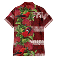 Hawaii Christmas Mele Kalikimaka Family Matching Off Shoulder Short Dress and Hawaiian Shirt I'iwi Bird on Ohia Lehua LT7 - Polynesian Pride