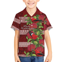 Hawaii Christmas Mele Kalikimaka Family Matching Puletasi and Hawaiian Shirt I'iwi Bird on Ohia Lehua