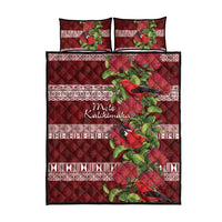 Hawaii Christmas Mele Kalikimaka Quilt Bed Set I'iwi Bird on Ohia Lehua