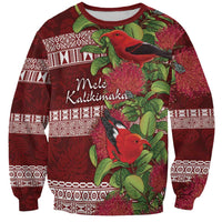 Hawaii Christmas Mele Kalikimaka Sweatshirt I'iwi Bird on Ohia Lehua