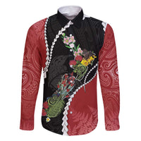 New Zealand Christmas Family Matching Mermaid Dress and Hawaiian Shirt Flora Map with Birds - Polynesian Pride