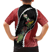 New Zealand Christmas Family Matching Off Shoulder Maxi Dress and Hawaiian Shirt Flora Map with Birds - Polynesian Pride