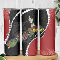 New Zealand Christmas Skinny Tumbler Flora Map with Birds - Polynesian Pride