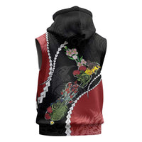 New Zealand Christmas Sleeveless Zip Hoodie Flora Map with Birds - Polynesian Pride
