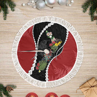 New Zealand Christmas Tree Skirt Flora Map with Birds - Polynesian Pride
