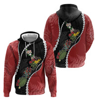 New Zealand Christmas Zip Hoodie Flora Map with Birds - Polynesian Pride