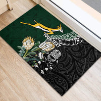 Custom South Africa Mix New Zealand Rugby 2023 Rubber Doormat World Cup Greatest Rivalry LT7 - Polynesian Pride