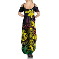 New Caledonia Kanaky Personalized Summer Maxi Dress Fleche Faitiere - Plumeria