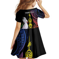 New Caledonia Kanaky Personalized Family Matching Tank Maxi Dress and Hawaiian Shirt Fleche Faitiere Mix Kagu LT7 - Polynesian Pride