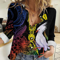 New Caledonia Kanaky Personalized Women Casual Shirt Fleche Faitiere Mix Kagu LT7 Female Colorful - Polynesian Pride