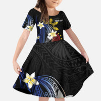 Personalized Philippines Tribal Family Matching Long Sleeve Bodycon Dress and Hawaiian Shirt Tropical Waves - Plumeria LT7 Daughter's Dress Black - Polynesian Pride