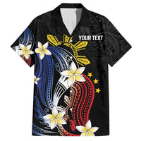 Personalized Philippines Tribal Family Matching Off Shoulder Maxi Dress and Hawaiian Shirt Tropical Waves - Plumeria LT7 Dad's Shirt - Short Sleeve Black - Polynesian Pride