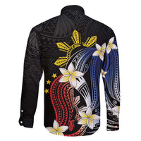 Personalized Philippines Tribal Family Matching Off Shoulder Short Dress and Hawaiian Shirt Tropical Waves - Plumeria