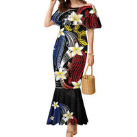 Personalized Philippines Tribal Mermaid Dress Tropical Waves - Plumeria LT7 Women Black - Polynesian Pride