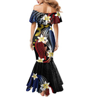 Personalized Philippines Tribal Mermaid Dress Tropical Waves - Plumeria LT7 - Polynesian Pride