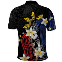 Personalized Philippines Tribal Polo Shirt Tropical Waves - Plumeria LT7 - Polynesian Pride