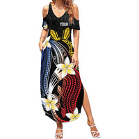 Personalized Philippines Tribal Summer Maxi Dress Tropical Waves - Plumeria LT7 Women Black - Polynesian Pride