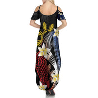 Personalized Philippines Tribal Summer Maxi Dress Tropical Waves - Plumeria LT7 - Polynesian Pride