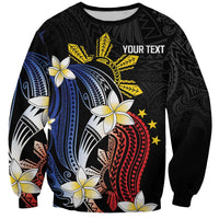 Personalized Philippines Tribal Sweatshirt Tropical Waves - Plumeria LT7 Unisex Black - Polynesian Pride